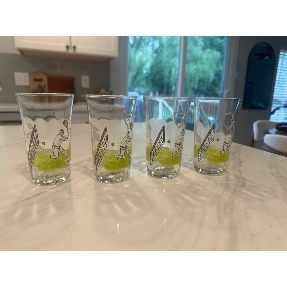 Rare Anthropologie Molly Hatch Tennis Juice Glass Set of 4 "Make The Most Of It"